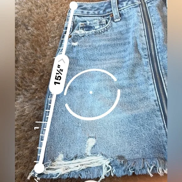 NWOT Abercrombie and Fitch, Zoe natural rise message A-line skirt, size 25 denim - Picture 2 of 4